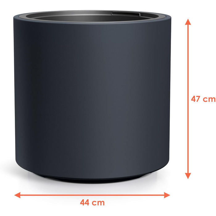 Пластиковий квітковий горщик Spetebo XL, круглий, прямої форми - 47 x 44 см - дизайнерський квітковий горщик антрацитового кольору з посадковою вставкою - кашпо, ваза для квітів, садове кашпо, велике - Модель 2 / 47 x 44 см