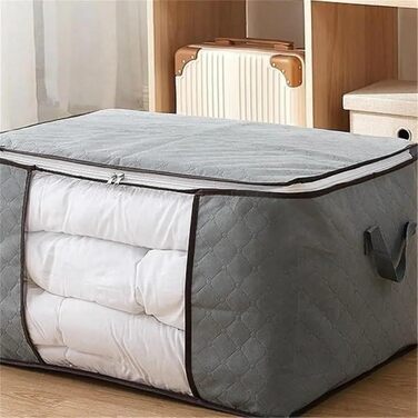 Контейнер для зберігання одягу, складний органайзер для шафи, контейнер для зберігання з ручками, щільна тканина для одягу, ковдра, зручний темно-сірий