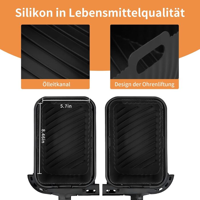 Аксесуари для фритюрниці INMUA, силіконова форма для фритюрниці, аксесуари для фритюрниці Ninja Foodi AF400EU AF300EU 7.6 л - 9.5 л, аксесуари для фритюрниці з кулінарною книгою для фритюрниці - Black Black-1