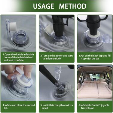 Автомобільний матрац, кемпінговий, зручний матрац для сну, надувний матрац з повітряним насосом для кемпінгу, подорожей на свіжому повітрі, для XPENG Xiaopeng P7 P7i G3 G6 G9 N5 BETA 2021 2022 2023, сірий-флокований