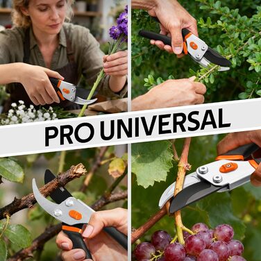 Садові ножиці Bypass 21,5 см з лезом SK5 та герметичною пружиною, як професійні ножиці для троянд, дерев, рослин, таких як ножиці для гілок, для легкого обрізання троянд, гілок, кущів Подарунковий Помаранчевий