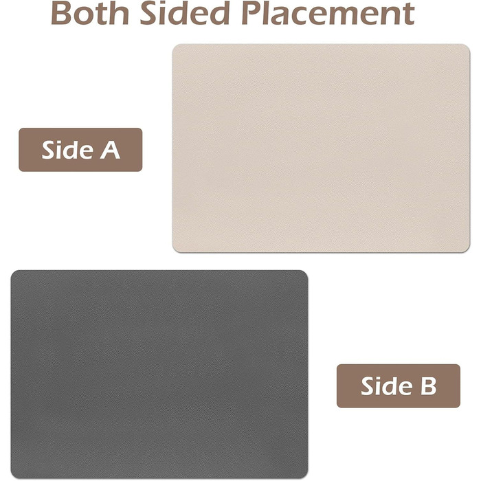 Підстилка шкіряна, 6 шт. підстилки миються з підставками нековзні підстилки двосторонні підстилки, PU зі штучної шкіри термостійкі