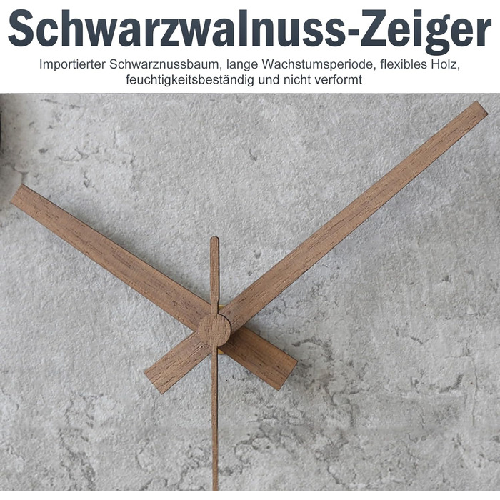 Настінний годинник Stellarize Великий без цокання Сучасний дерев'яний 3D кухонний годинник для вітальні дитячої кімнати офісу (30