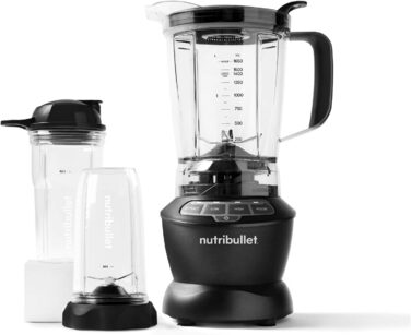 Повнорозмірний блендер nutribullet Combo, електричний блендер, багатофункціональний подрібнювач, професійний, потужність 1200 Вт, глечик 1,9 л, банки 946 мл і 710 мл, чорний, NBF500MB комбінований пакет