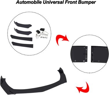 Мерехтливий передній бампер автомобіля, передній спойлер губа універсальна автомобільна передня губа спойлер губний дифузор, автомобільний захист від зіткнень обвіс загальний для всіх моделей, чорний 6052