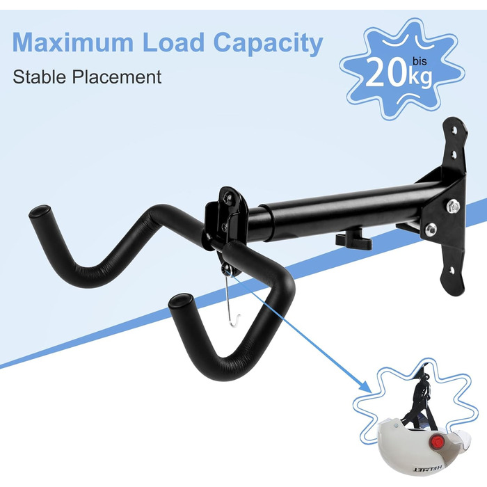 Настінне кріплення для велосипеда CYFIE, складне настінне кріплення для велосипеда, що економить простір, до 20 кг для велосипеда, шосейного велосипеда, гірського велосипеда тощо, велосипедна підвіска з м'якою підкладкою (2 шт. и) 2 шт. и чорний