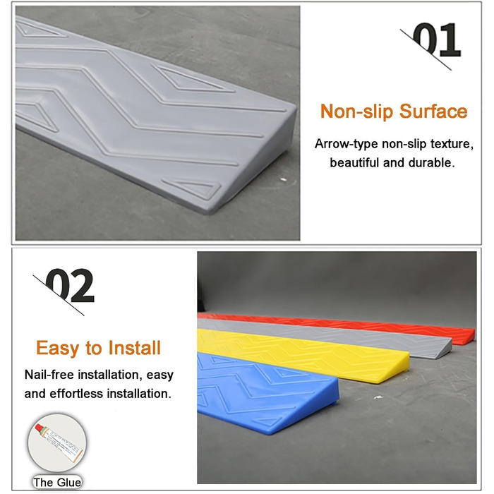 Портативний бордюрний пандус Yqyc, 100 × 12 × 4,5 см — легкий поріг для заїзду висотою 1–5,5 см (колір: чорний)