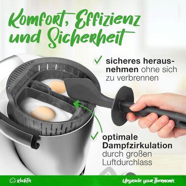 Вкладиш для браконьєра для яєць KochFix підходить для Thermomix TM5, TM6, TM31 - (набір з 2 шт. ) - Яйцеварка на 4 яйця пашот в Thermomix - Аксесуари для приготування яєць і випічки кексів для Vorwerk TM-5 TM-6 TM-31