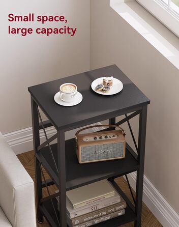 Книжкова полиця YMYNY, окремостояча полиця з 3 полицями, міцна X-подібна рама, регульовані ніжки, легке складання, 402975 см, для вітальні, спальні, кухні, кабінету, ванної кімнати, чорна HST008B