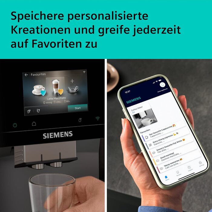 Кавомашина Siemens EQ700 iAroma сенсорний дисплей, вбудований контейнер для молока, підігрівач чашок, Cold Brew та Slow Brew, додаток Home Appliances, нержавіюча сталь чорна, TQ727D03