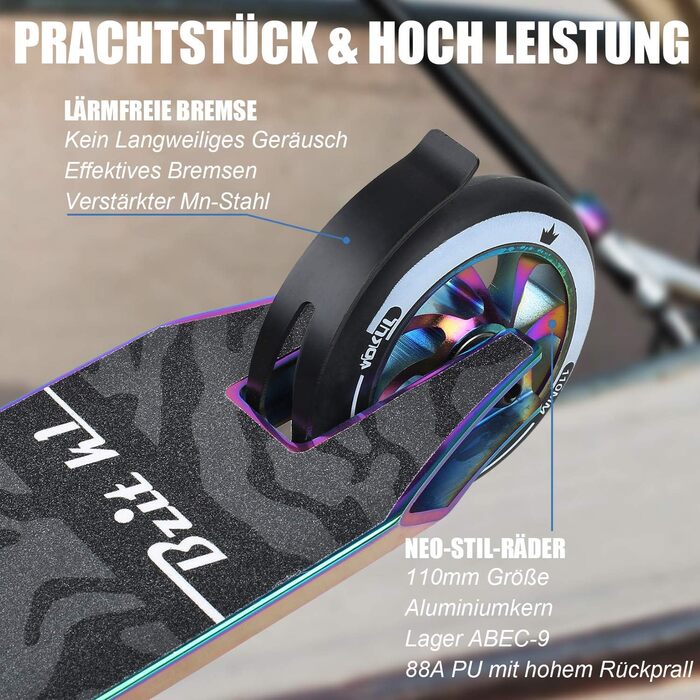 Трюковий самокат Самокат для 7 років і старше - Діти, підлітки та дорослі, Трюковий самокат з легкосплавними дисками 110 мм Самока