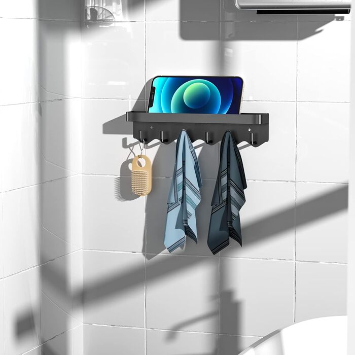 Ключниця Newaner з полицею і 6 гачками, компактна портативна ключниця-органайзер, ключниця без свердління для настінного кріплення