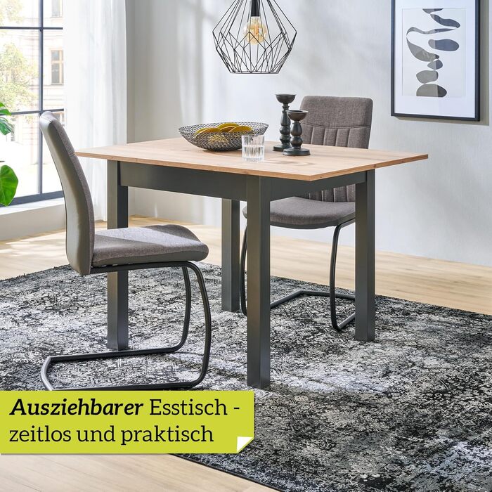 Елегантний обідній стіл 80x80 см, сучковатий дуб, кухонний стіл розсувний до 120 см, обідній стіл з дерев&39яного композиту, включаючи розсувну стільницю, сучасний стіл до 6 осіб, сучковатий дуб, розсувний прямокутний 80x80 см