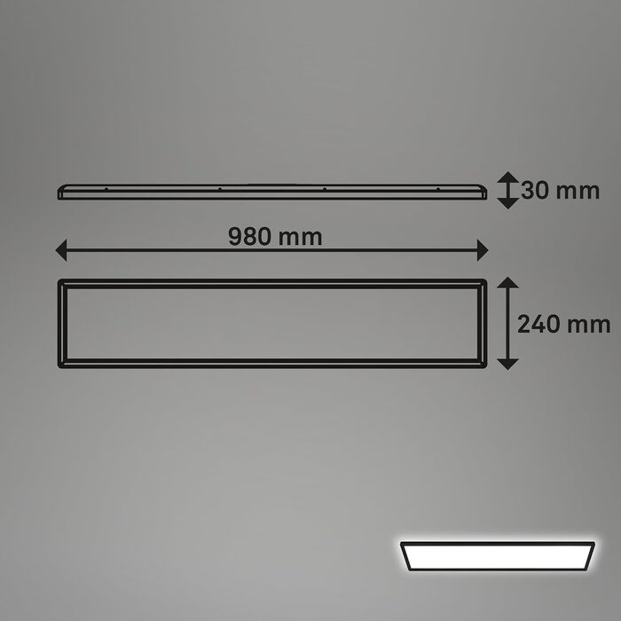 Стеля LED-панель BRILONER 98x20 см, 36Вт 4800лм, з непрямим світлом, ультратонка (3 см), нейтральний білий колір, чорна прямокутна люстра для вітальні та кухні