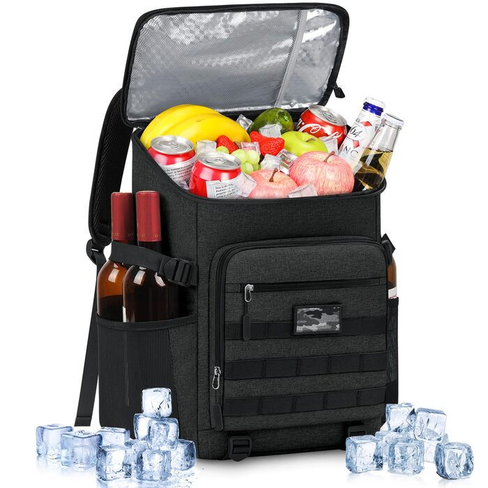 Рюкзак-холодильник NEWHEY 30L Водонепроникний ізольований сумка-холодильник великої місткості Термальний рюкзак для пікніка Легкий сумка-холодильник, герметичний для роботи на свіжому повітрі, кемпінгу, пляжного туризму, чорного кольору