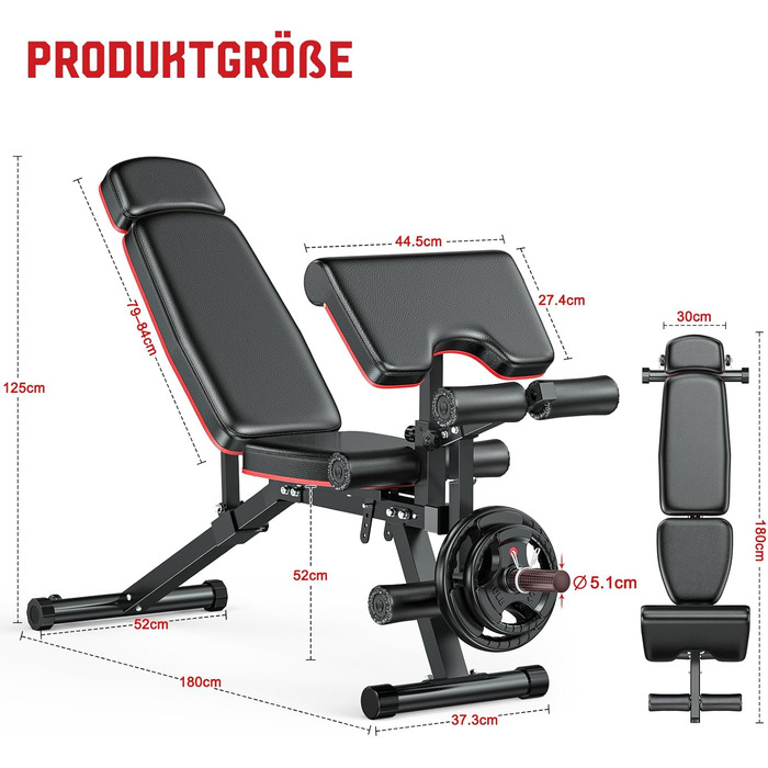 Регульована силова лава XDDIAS з розгинанням ніг та згинаннями, тренувальна лава з підголівником до 410 кг, 10-позиційна лава для домашнього спортзалу з нахилом/плоским/низьким положенням спинки, багатофункціональна силова лава чорного кольору