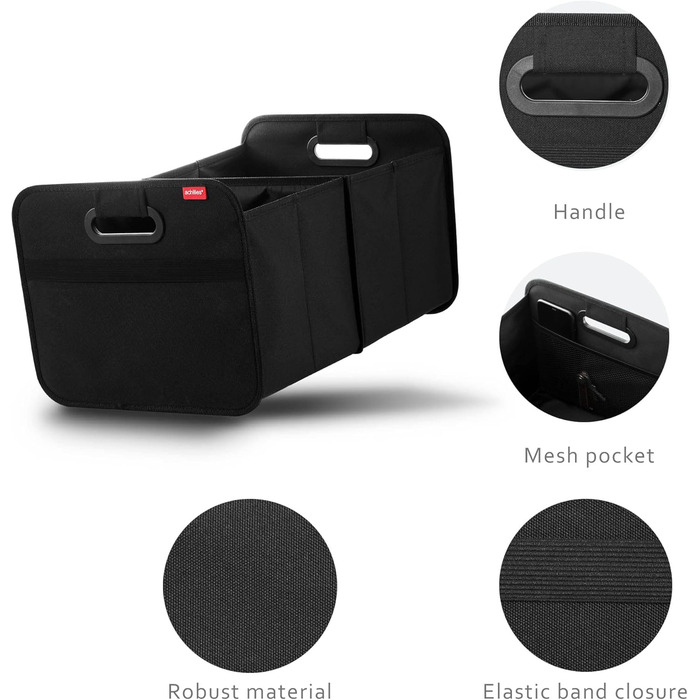 Складана коробка Achilles для автомобіля з охолоджувальною вставкою, складна коробка-холодильник, органайзер для багажника, сумка для багажника з функцією охолодження, складна коробка-холодильник, кошик для покупок, складаний кошик чорного кольору