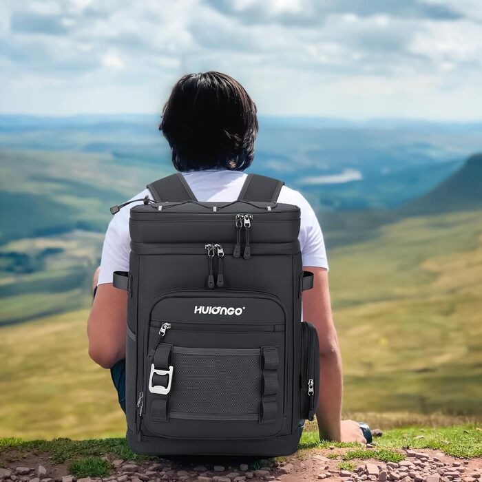 Великий водонепроникний ізольований рюкзак-холодильник, герметичний складний рюкзак-холодильник, чисто чорний