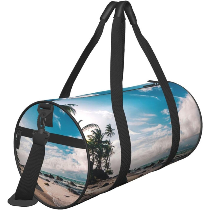 Спортивна сумка, дорожня сумка, пляжна сумка, з пальмами, принт, сумка на нічліг, чорна, універсальний розмір