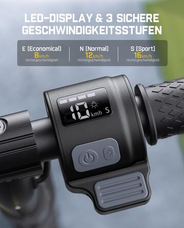 Електричний самокат FanttikRide C9 Pro для дітей 8-12 років, різнокольорові райдужні вогні, 8/12/16 км/год, запас ходу 8 км, світлодіодний дисплей, регульована висота, складаний, для хлопчиків та дівчаток, чорний