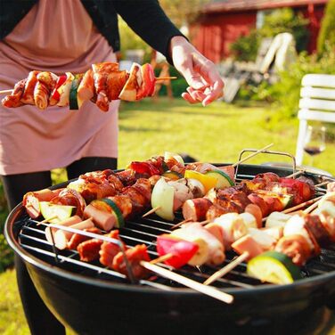 Портативний вугільний гриль з нержавіючої сталі для пікніка та кемпінгу. Малий гриль з кришкою, колесами та термометром. Розбірний гриль для саду, вечірок на відкритому повітрі. Розміри 47x49x80 см.