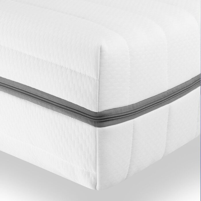 Матрац 140x200 см - Висота 18 см - Два рівні жорсткості H3 та H4 - Ортопедичний 7-зонний матрац з холодної піни, точково-еластичний та повітропроникний - М&39який чохол із 4-сторонньою блискавкою H3 та H4 140 x 200 см