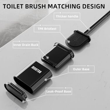 Щітка для туалету силіконова, щітка для туалету з силікону зі швидковисихаючим тримачем, антибактеріальна щітка для туалету та три