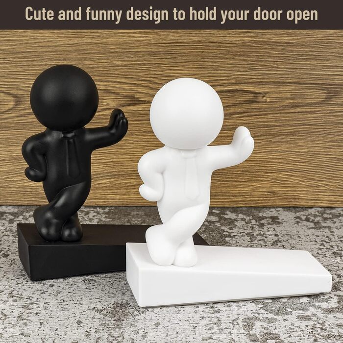 Симпатичний дверний обмежувач, 2 шт. декоративний обмежувач для дверей, ефективно тримає двері відчиненими, чорно-білий Білийчорни