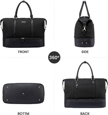 Жіноча дорожня сумка Sucipi, сумка для вихідних, сумка для лікарні, сумка для пологів, сумка для мами, велика водонепроникна спортивна сумка, дорожня сумка з відділенням для взуття та вологим відділенням для авіаподорожей, тренажерний зал, кемпінг, чорний