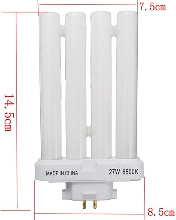 Енергозберігаюча компактна люмінесцентна лампа Allayu FML 27EX-N 27 Вт, 4-контактна лампа з чотирма трубками, 6500K, 4-рядна лампа денного світла (6500k)
