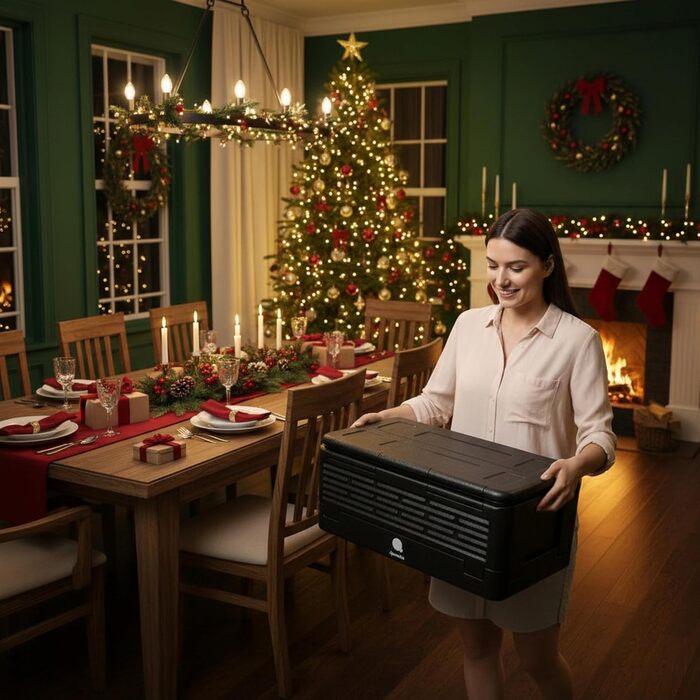 Великий складаний чорний термобокс для зберігання їжі гарячою та холодною - 42 л - Складаний підігрівач/охолоджувач їжі 60 x 41 см - Складаний пінопластовий холодильник/холодильник для їжі та напоїв з ізольованою кришкою 42 л / 60 x 41 см