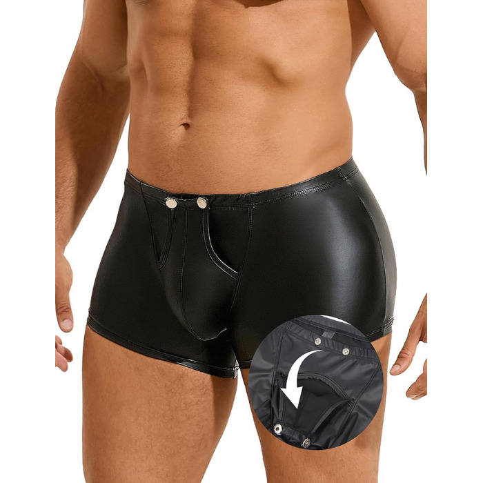 Чоловічі боксери ohyeahlady, з лакованої шкіри, чорні, розмір L