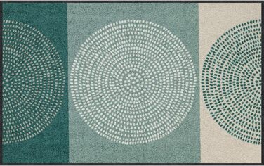 Килимок для дверей Salonloewe Nestor кольору шавлійно-бежевого, що миється, 50 x 75 см, вхідний килимок, брудозбірний килимок, зелені кола, 50 x 75 см (прямокутний), зелений