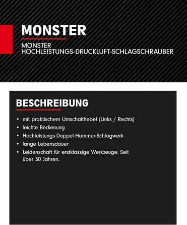 Пневматичний гайковерт KS Tools Monster 515.1210 I Пневматичний гайковерт з практичним важелем перемикання L/R I Високоефективний