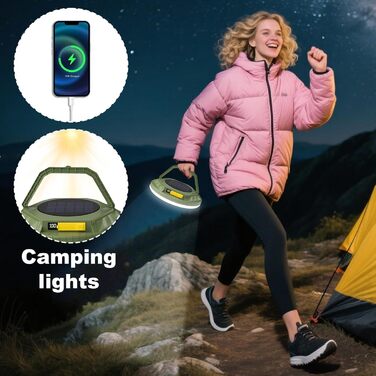 Портативний ліхтар сонячний світильник для намету 1600 люмен Водонепроникний портативний кемпінговий ліхтар для піших прогулянок, походів, активного відпочинку, саду, подвір&39я, патіо, балкона, зелені