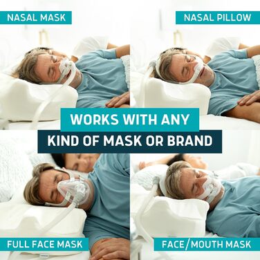 Подушка Lunderg CPAP для сну на боці вкл. 2 наволочки регульована подушка з піни з ефектом памяті для сну на боці, спині та животі, зменшує витік повітря та тиск маски