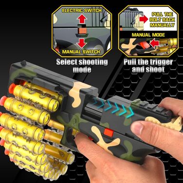 Електричний іграшковий пістолет VATOS для дітей, з ланцюговим магазином (затискач на 18 дротиків), автоматичний та ручний пінопластовий бластер з 40 дротиками, подарунок для іграшок для хлопчиків 6-12 років, дівчаток