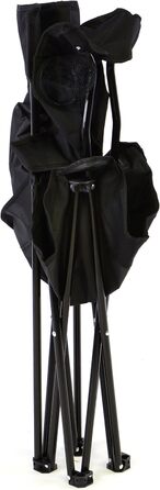 Комплект з 2 предметів Nexos рибальське крісло, розкладне крісло, кемпінгове крісло з підлокітниками та підсклянником, практичне, міцне, легке, чорне