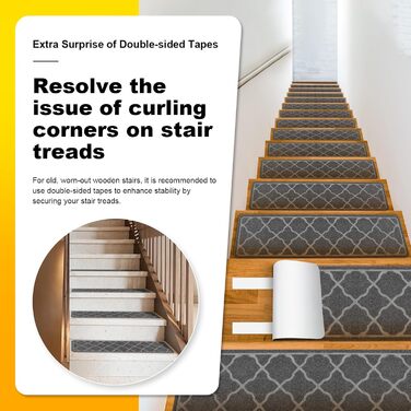 Килимків для сходів 76x20 см, протиковзкі килимки для сходів, самоклеючий килимок для сходів, килимок для сходів, який можна прати в пральній машині, з гумовою основою TPR для дітей, людей похилого віку та собак, сірий, 15 шт., 15