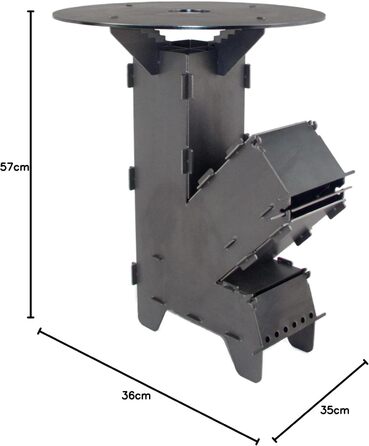 Піч-ракета Fire World з грилем 5 мм, система підключення до мережі, виготовлена з міцної сталі товщиною 3 мм, чаша для вогню, барбекю, дров&39яна піч-ракета, кемпінг, кемпінгова плита, кемпінговий гриль. Зроблено в Німеччині.