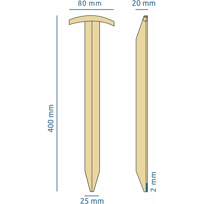 Ваш GEAR 8 x Кілочок для намету TT 400 Набір сталевих кілочків Т-подібного профілю 400 x 80/25 x 20 мм