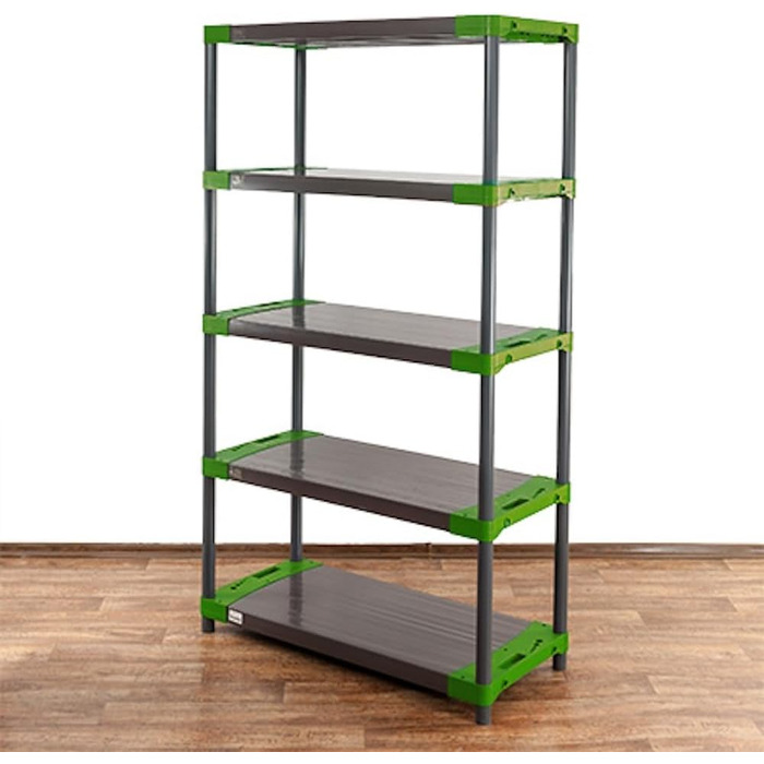 Пластиковий стелаж PROREGAL &quotСірий ведмідь&quot Високий ВxШxГ 180x100x46 см Вантажопідйомність полиці 120 кг Сіро-зелений Пластиковий стелаж для підвалу, стелаж для зберігання, безригельний стелаж ВxШxГ 180x100x46 см сіро-зелений