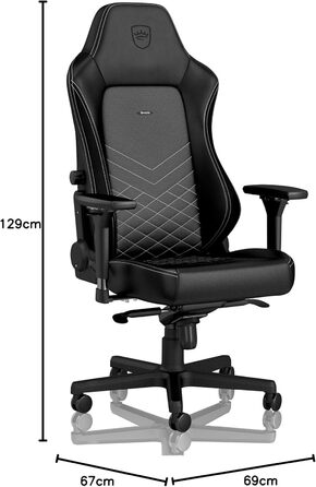 Ігрове крісло noblechairs Hero, вантажопідйомність 150 кг, офісне крісло зі штучної шкіри, ергономічне, письмове крісло, чорний/платиново-білий, обертове комп&39ютерне крісло з колесами, ігрове крісло, в комплекті подушка, чорна/біла штучна шкіра