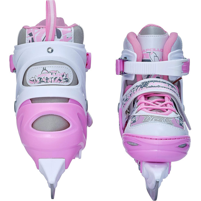 Ковзани Apollo Ice Skates X Pro Регульовані ковзани для жінок, дітей та підлітків Стильні жіночі ковзани, 3 розміри (від 31 до 42) Дитячі ковзани L 39-42 Білі/Рожеві