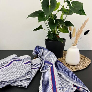 Набір з 10 чайних рушників, 45x90 см, бавовна, синій в клітинку 45 x 90 см Синій