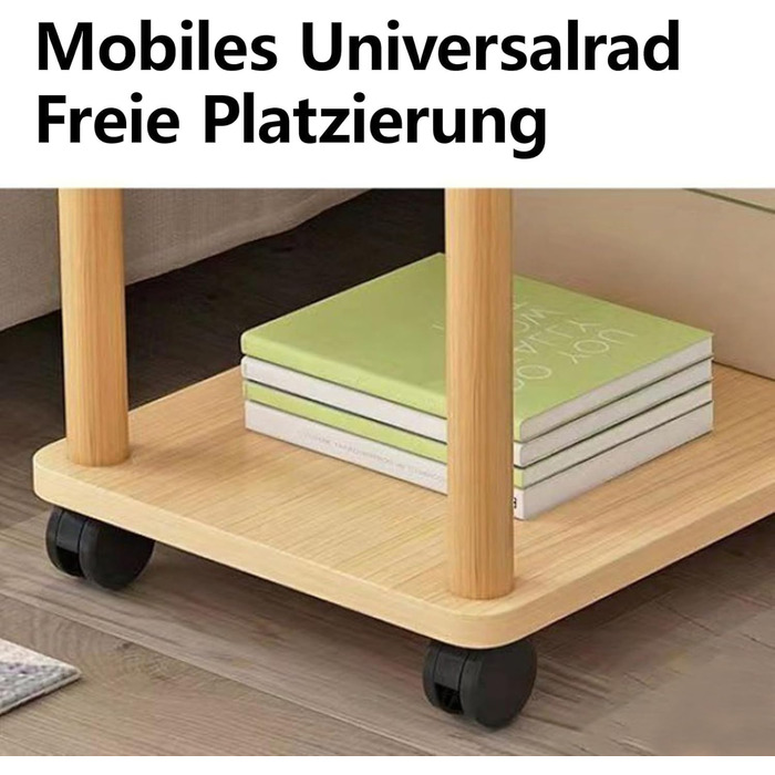 Дерев&39яний журнальний столик на колесах 2-рівневий маленький журнальний столик, 603050 см, обертовий на 360 градусів буфет з ніжками з масиву дерева, легко збирається, 2-рівнева відкрита полиця, маленький журнальний столик / столик для дивана