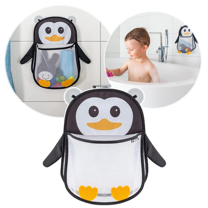 Мережа для іграшок Reer MyHappyPingu, гігієнічне зберігання для іграшок у ванні, полиця для ванни