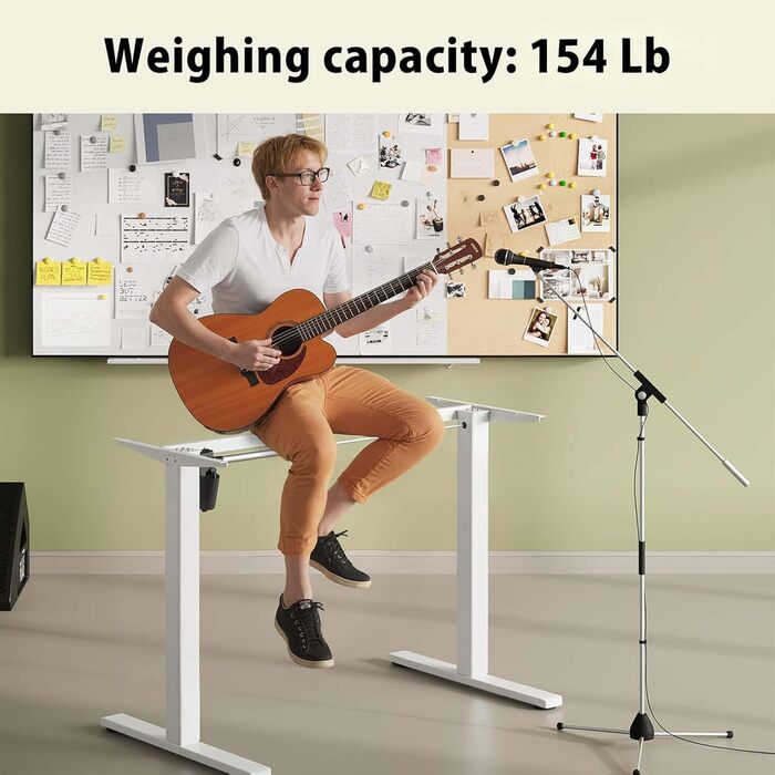 Каркас електричного столу стоячи з двома двигунами, колеса з фіксацією, регулювання висоти та довжини, ніжки столу сидячи/стоячи з кабельним лотком (Окремостоячий, Білий) Білий Окремостоячий