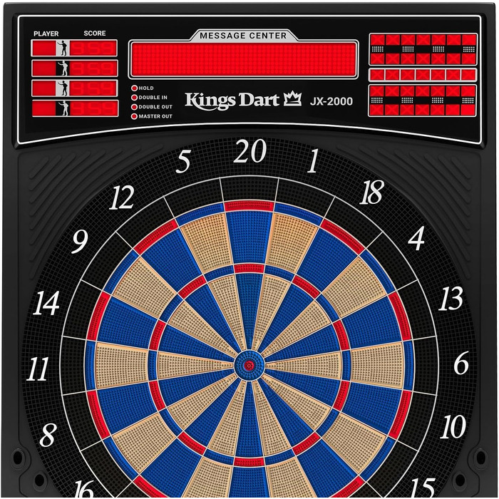 Електронна мішень для дартсу Kings Dart Professional Tournament JX-2000 Турнірна дошка, включаючи 24 дротики 41 гра, понад 200 варіацій гри Текст, що прокручується звук Надзвичайно тонкий павук, різнокольоровий