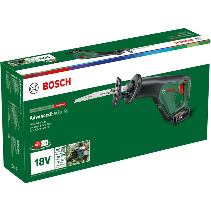 Акумуляторна шабельна пила Bosch AdvancedRecip 18 (без акумулятора, 18 вольт, у коробці) AdvancedRecip 18 I без акумулятора